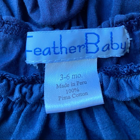 Feather baby | blue ruffle neck sleeveless romper - Picture 4 of 5